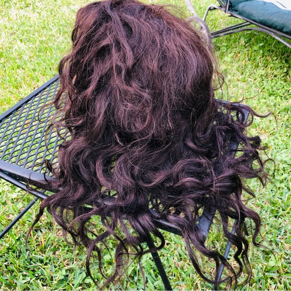 Elegante Brazilian Remy human hair Full wig long 20 inch hair Dark Brown - Picture 3 of 11